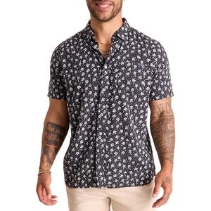 NWT Chubbies Men's Button Up Friday Shirt Bloom Boom Small Black White Casual
